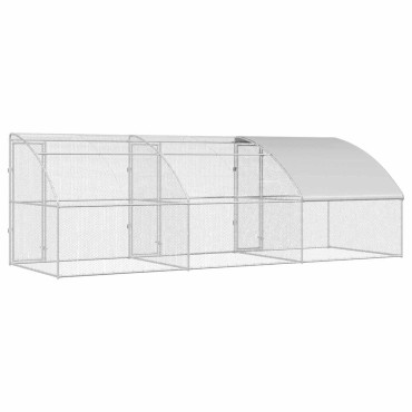 vidaXL Κλουβί για κότες 3 τμχ. Ασημί 600 x 200 x 200 εκ.