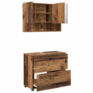 vidaXL Σετ Επίπλων Μπάνιου 2 τεμ. Παλιό Ξύλο 76,5x35x64 εκ