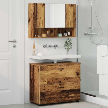 vidaXL Σετ Επίπλων Μπάνιου 2 τεμ. Παλιό Ξύλο 76,5x35x64 εκ
