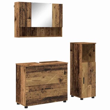 vidaXL Σετ Επίπλων Μπάνιου 3 τεμ. Παλιό Ξύλο 76,5x35x64 εκ