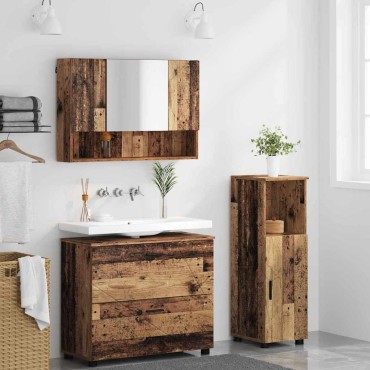 vidaXL Σετ Επίπλων Μπάνιου 3 τεμ. Παλιό Ξύλο 76,5x35x64 εκ