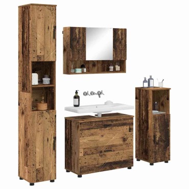 vidaXL Σετ Επίπλων Μπάνιου 4 τεμ. Παλιό Ξύλο 35x30x192 εκ