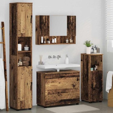 vidaXL Σετ Επίπλων Μπάνιου 4 τεμ. Παλιό Ξύλο 35x30x192 εκ