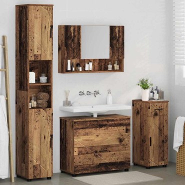 vidaXL Σετ Επίπλων Μπάνιου 4 τεμ. Παλιό Ξύλο 35x30x192 εκ