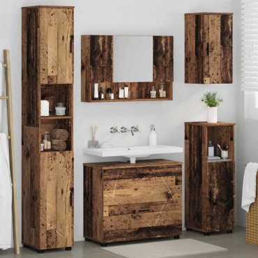 vidaXL Σετ Επίπλων Μπάνιου 5 τεμ. Παλιό Ξύλο 35x30x192 εκ