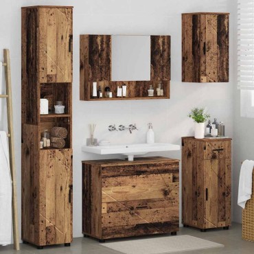 vidaXL Σετ Επίπλων Μπάνιου 5 τεμ. Παλιό Ξύλο 35x30x192 εκ