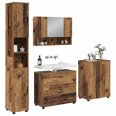 vidaXL Σετ Επίπλων Μπάνιου 4 τεμ. Παλιό Ξύλο 35x30x192 εκ
