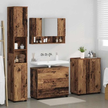 vidaXL Σετ Επίπλων Μπάνιου 4 τεμ. Παλιό Ξύλο 35x30x192 εκ