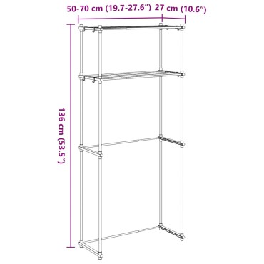 vidaXL Ράφια πλυντηρίου ρούχων Λευκό 70x27x136cm Αλουμίνιο 1 τεμ.