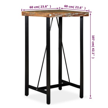 vidaXL Τραπέζι Μπαρ 60x60x107cm από Μασίφ Ανακυκλωμένο Ξύλο 1 τεμ.