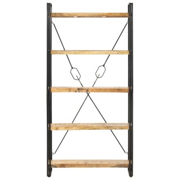 vidaXL Βιβλιοθήκη με 5 Επίπεδα 90x30x180cm από Μασίφ Ξύλο Μάνγκο 1 τεμ.