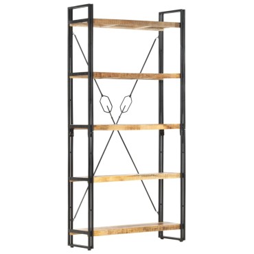 vidaXL Βιβλιοθήκη με 5 Επίπεδα 90x30x180cm από Μασίφ Ξύλο Μάνγκο 1 τεμ.