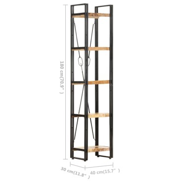 vidaXL Βιβλιοθήκη με 5 Επίπεδα 40x30x180cm από Μασίφ Ξύλο Μάνγκο 1 τεμ.
