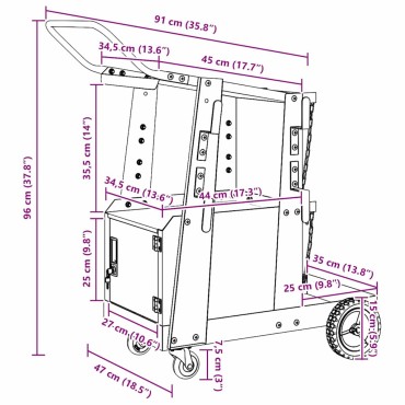 vidaXL Καρότσι συγκόλλησης Μαύρο 91 x 47 x 96 εκ Ατσάλι