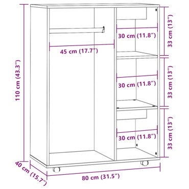 vidaXL Ντουλάπα Καπνιστή Δρυς 80x40x11cm από Επεξεργασμένο Ξύλο 1 τεμ.