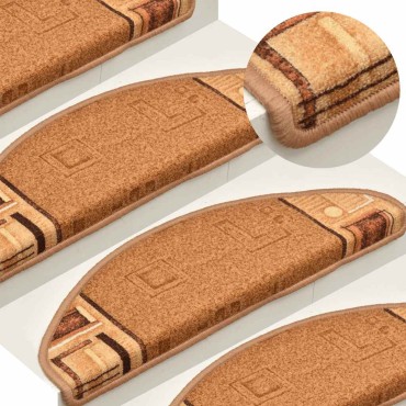 vidaXL Πατάκια Σκάλας Αυτοκόλλητα 10 τεμ. Μπεζ 65x21x4 εκ.
