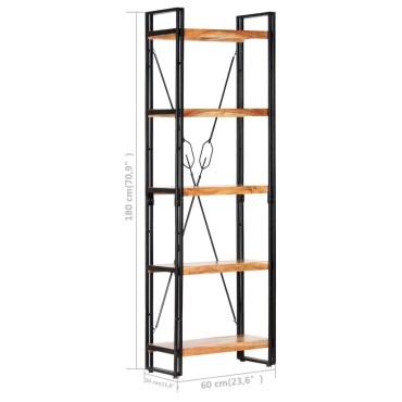 vidaXL Βιβλιοθήκη με 5 Επίπεδα 60x30x180cm Μασίφ Ξύλο Ακακίας 1 τεμ.