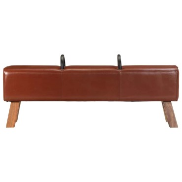 vidaXL Πάγκος Turnbock Vintage με Λαβές από Γνήσιο Δέρμα Κατσίκας 135x25x55cm 1 τεμ.
