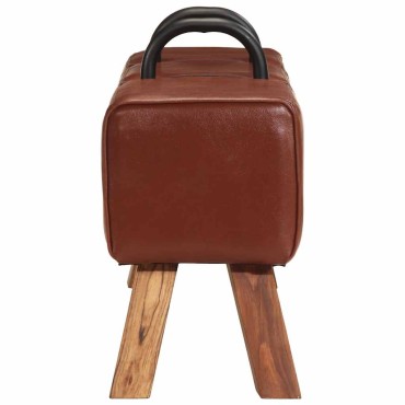 vidaXL Πάγκος Turnbock Vintage με Λαβές από Γνήσιο Δέρμα Κατσίκας 135x25x55cm 1 τεμ.