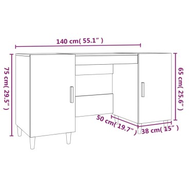 vidaXL Γραφείο Καπνιστή Δρυς 140x50x75cm από Επεξεργασμένο Ξύλο 1 τεμ.