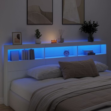 vidaXL Κεφαλάρι με Αποθηκευτικό Χώρο και LED Λευκό 220x17x102cm 1 τεμ.