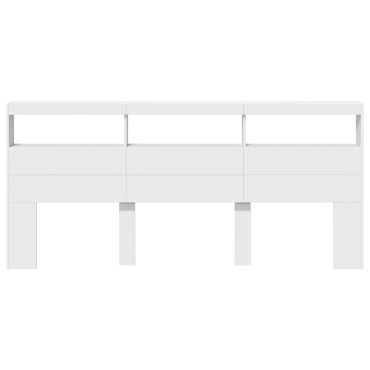 vidaXL Κεφαλάρι με Αποθηκευτικό Χώρο και LED Λευκό 220x17x102cm 1 τεμ.