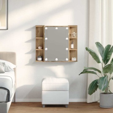 vidaXL Ντουλάπι καθρέφτη με LED Artisan Oak 70x16,5x60cm 1 τεμ.