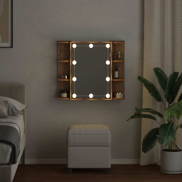 vidaXL Ντουλάπι καθρέφτη με LED Artisan Oak 70x16,5x60cm 1 τεμ.