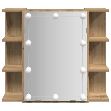 vidaXL Ντουλάπι καθρέφτη με LED Artisan Oak 70x16,5x60cm 1 τεμ.
