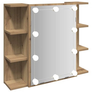 vidaXL Ντουλάπι καθρέφτη με LED Artisan Oak 70x16,5x60cm 1 τεμ.