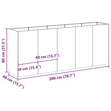 vidaXL Ζαρντινιέρα 200x40x80 εκ. από Ανοξείδωτο Ατσάλι