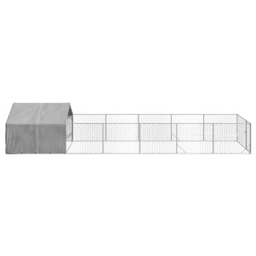 vidaXL Κλουβί Σκύλου Εξωτερ. Χώρου με τρεχάλα 8x2x1,5μ. Γαλβαν. Ατσάλι