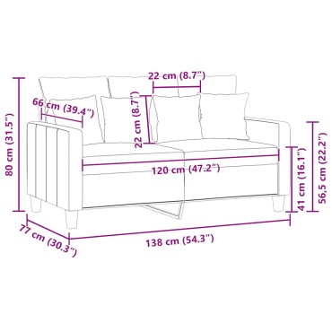 vidaXL Καναπές Διθέσιος Μαύρο Υφασμάτινος 138x77x80cm 1 τεμ.