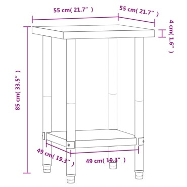 vidaXL Πάγκος Εργασίας Κουζίνας 55x55x85 εκ. από Ανοξείδωτο Ατσάλι