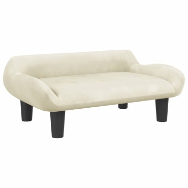 vidaXL Καναπές Παιδικός κρεμ 70x40x24cm από Βελούδο 1 τεμ.