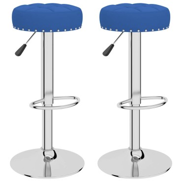 vidaXL Σκαμπό Μπαρ 2 τεμ. Μπλε Υφασμάτινα 38,5x38,5x(63-83)cm