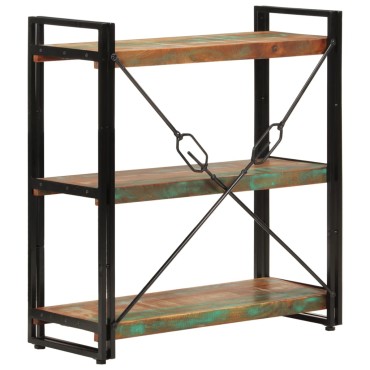 vidaXL Βιβλιοθήκη 3 Επίπεδα 77x30x80cm Μασίφ Ανακυκλωμένο Ξύλο/Σίδηρος 1 τεμ.