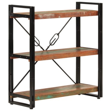 vidaXL Βιβλιοθήκη 3 Επίπεδα 77x30x80cm Μασίφ Ανακυκλωμένο Ξύλο/Σίδηρος 1 τεμ.