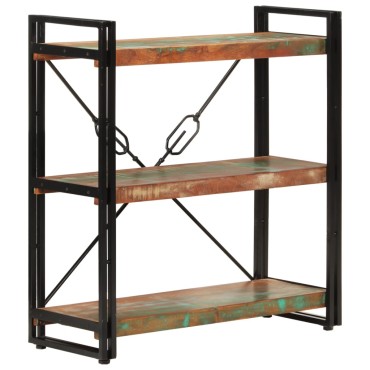 vidaXL Βιβλιοθήκη 3 Επίπεδα 77x30x80cm Μασίφ Ανακυκλωμένο Ξύλο/Σίδηρος 1 τεμ.