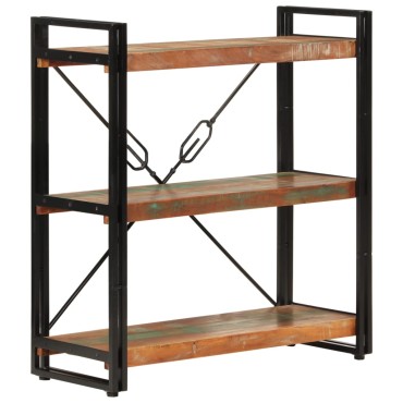vidaXL Βιβλιοθήκη 3 Επίπεδα 77x30x80cm Μασίφ Ανακυκλωμένο Ξύλο/Σίδηρος 1 τεμ.