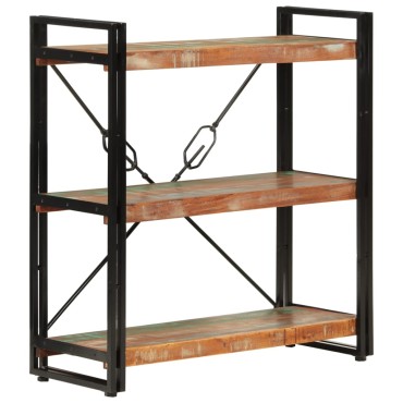 vidaXL Βιβλιοθήκη 3 Επίπεδα 77x30x80cm Μασίφ Ανακυκλωμένο Ξύλο/Σίδηρος 1 τεμ.