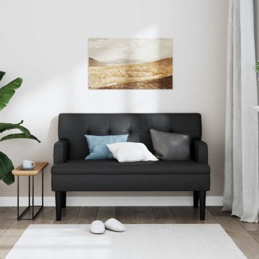 vidaXL Πάγκος με Πλάτη Μαύρο 112x65,5x75cm από Συνθετικό Δέρμα 1 τεμ.