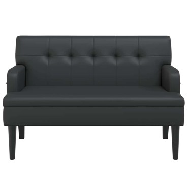 vidaXL Πάγκος με Πλάτη Μαύρο 112x65,5x75cm από Συνθετικό Δέρμα 1 τεμ.