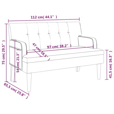 vidaXL Πάγκος με Πλάτη Μαύρο 112x65,5x75cm από Συνθετικό Δέρμα 1 τεμ.
