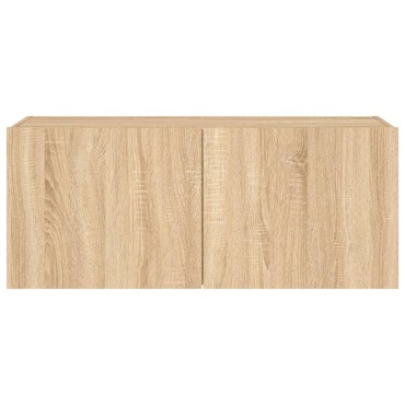 vidaXL Έπιπλο Τοίχου Τηλεόρασης με LED Sonoma Δρυς 100x35x41cm