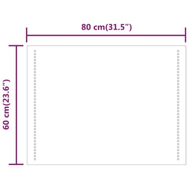 vidaXL Καθρέφτης Μπάνιου με LED 80x60 εκ.