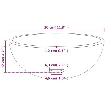 vidaXL Νιπτήρας 30 x 12 εκ. Χρώμα Χρυσού από Ψημένο Γυαλί