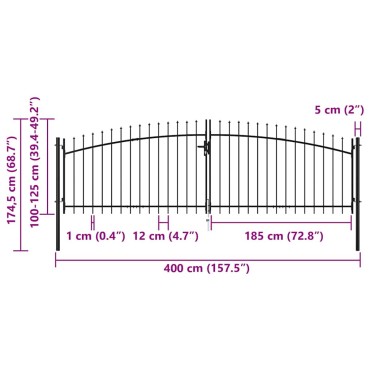 vidaXL Πόρτα με Διπλή Πόρτα Woerden με Κορυφή Λόγχης 400x174,5 εκ.