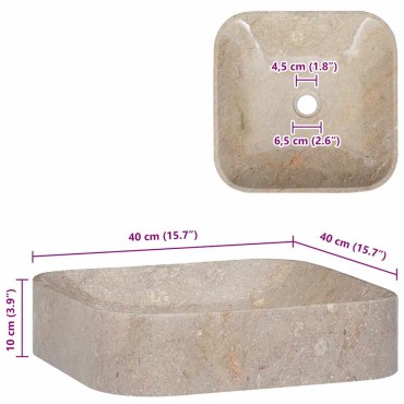vidaXL Νιπτήρας Γκρι 40 x 40 x 10 εκ. Μαρμάρινος