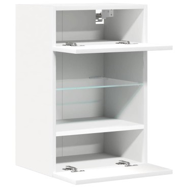 vidaXL Κρεμαστά ντουλάπια με φώτα LED για τηλεόραση 2 τεμ. Λευκά 40x30x60,5cm